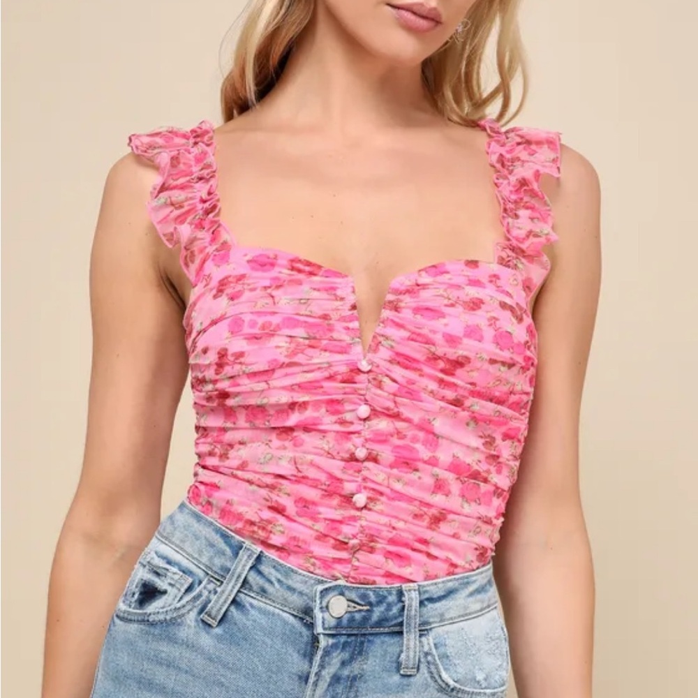 NWT Lulus Floral Pink Sleeveless Top